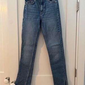 Zara Straight Leg Slit Jeans